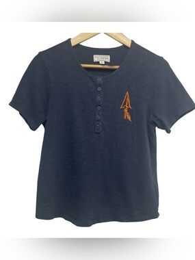 Tecovas Womens Snap Henley Top M Navy Cotton Western Ranchcore Workwear